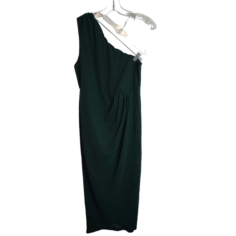 BloomChic Hunter Green One Shoulder Drape Dress, NWT, Size 10